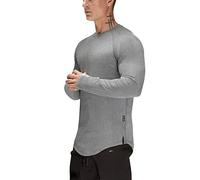 Slim Fit T-Shirt Manche Longue Coton Performance Coupe Ajustée Top Athlétique Chemises Tee-Shirt Fitness Haut Athlétique Décontracté (LG L)