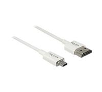 Delock Slim High Quality - Câble HDMI avec Ethernet - 19 pin micro HDMI Type D mâle pour HDMI mâle - 2 m - triple paire torsadée blindée - blanc - support 4K