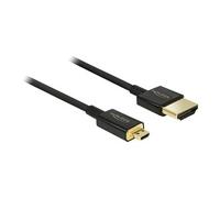Delock Slim High Quality - Câble HDMI avec Ethernet - 19 pin micro HDMI Type D mâle pour HDMI mâle - 25 cm - triple paire torsadée blindée - noir - support 4K