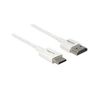 Delock Slim High Quality - Câble HDMI avec Ethernet - 19 pin mini HDMI Type C mâle pour HDMI mâle - 1 m - triple paire torsadée blindée - blanc - support 4K