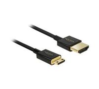Delock Slim High Quality - Câble HDMI avec Ethernet - 19 pin mini HDMI Type C mâle pour HDMI mâle - 25 cm - triple paire torsadée blindée - noir - support 4K