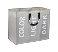 Slim Laundry Hamper 3 Section Sorter with Handles Large Capacity Foldable 19" Tall Waterproof Laundry Basket