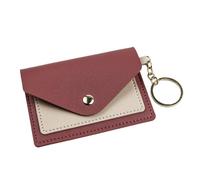 Slim Leather Wallet Business Credit Card Holder Short Purse ID Candy Color Bank Multi Slot Case(Dark Pink)