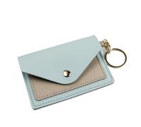 Slim Leather Wallet Business Credit Card Holder Short Purse ID Candy Color Bank Multi Slot Case(Light Blue)