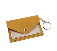 Slim Leather Wallet Business Credit Card Holder Short Purse ID Candy Color Bank Multi Slot Case(Yellow)