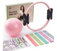 Slim Panda Kit Pilates, Anneaux De Pilates 35,6CM avec Poignées Rembourrées, Balle De Pilates, Bandes De Résistance, Guide Et Sac De Transport, Pilates Accessoires