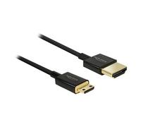 Slim Premium - Câble HDMI avec Ethernet - 19 pin mini HDMI Type C mâle pour HDMI mâle - 1.5 m - triple blindage - noir - support 4K