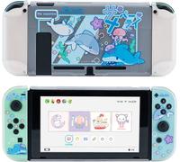 Slim Protective Case Compatible with Switch Only-Shock Absorption and Anti-Scratch for Switch-Shark Party (Clear)