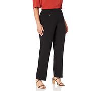 Slim-Sation Women's Plus Size Pull on Solid Knit Flare Leg Pant with Tummy Panel, Black, 14