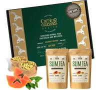 Slim Tea Coffret Cadeau-Tisane Detox Foie,Draineur-Retention D'eau Drainant Puissant-The Vert,Blanc,Pissenlit,Maté,Gingembre,Ortie,Hibiscus,Tulsi,Papaye,Cardamome,Thé En Vrac 2x 100g