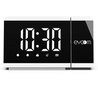 ¿ Slim UP EV304588 ¿ Réveil projecteur + 1 Port USB ¿ Projection Lumineuse rotative, 2 alarmes programmables, Fonction Snooze et Radio ¿ Blanc