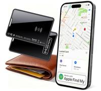 Slim Wallet Tracker Carte Lot de 2, Rechargeable Smart Air Traceur Tag Card Compatible avec Apple Localiser (iOS Uniquement), Bluetooth Localisateurs D’Objets pour Portefeuille Clés Bagages Valise