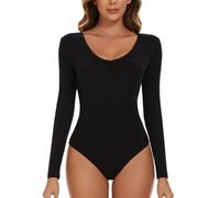 SLIMBELLE Body Femme Manches Longues Élégant à Col en V Slim Sexy Jumpsuit String Tops