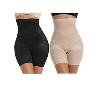 SLIMBELLE® Femme Culotte Sculptante Gaine Amincissante Taille Haute Ventre Plat Invisible Gainante Lingerie Minceure Panties,Noir+Beige,S(Lot de 2)