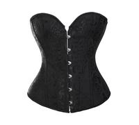 SLIMBELLE® Femmes Corset Gothique Brocart Bustier Sexy Steampunk en Satin pour Halloween Costume Lingerie de Mariée avec Ruban Lacet Overbust Top + G-String
