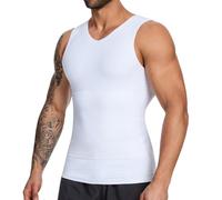 SLIMBELLE Gilet de compression pour homme avec col en V élastique et amincissant - Contrôle du ventre - Couche de base - Haut de compression galbant pour homme