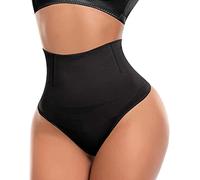 SLIMBELLE String Gainant Tanga Ventre Plat Taille Moyenne Panty Minceur Culotte Sculptante Shapewear Thong Noir M