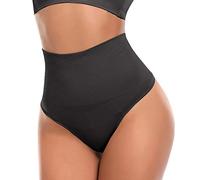 SLIMBELLE String Gainant Tanga Ventre Plat Taille Moyenne Panty Minceur Culotte Sculptante Shapewear Thong Amincissante Gaine Invisible, Noir, M