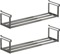 Slimdescent Cabinet Telescopic Shelf, Adjustable Shoe Rack Organizer - Double Your Limited Space, Durable Carbon Steel, Quick Setup, Versatile Storage for Kitchen, Closet (Black*2pcs,50-95cm)