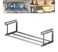 Slimdescent Cabinet Telescopic Shelf, Expandable Shoe Rack Organizer - Double Your Limited Space, Non-Slip, No Punch,Retractable Expandable Under Cabinet Hanging Rack Organizer (Black,15.7-29.5in)