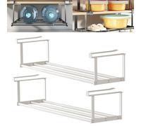 Slimdescent Cabinet Telescopic Shelf, Expandable Shoe Rack Organizer - Double Your Limited Space, Non-Slip, No Punch,Retractable Expandable Under Cabinet Hanging Rack Organizer (White*2,19.6-37.4in)