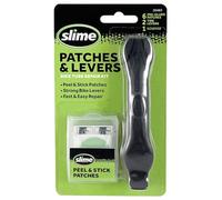 Slime 20027 Kit de Rustines pour Vélo Skabs, pour Réparation de Crevaison de Chambre à Air de Vélo, Contient 6 Rustines, 2 Démonte-pneus et une Râpe Métal