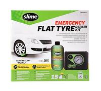 Slime CRK0305-IN Smart Repair, Kit d’Urgence Pneus Voitures, Comprend le Produit Anti-crevaison et la Pompe, Pour Voitures et Autres Véhicules Routiers, Réparation en 15 min, Noir