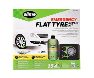 Slime CRK0305-IN, Réparation de Crevaison, Smart Repair, Kit d’Urgence Pneus Voitures, Comprend Le Produit Anti-crevaison et la Pompe, pour Voitures et Autres Véhicules Routiers, Réparation en 15 Min