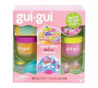 Coffret Duo Deluxe Gui Gui Éclat fruité, kit de 2 slimes parfumés gelée et Transparent à embellir en 5 étapes, avec Un Gua Sha et Une cuillère, à partir de 6 Ans