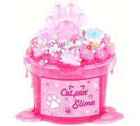 Slime rose croustillant en forme de patte de chat, super doux et non collant, idéal pour les cadeaux d'anniversaire pour filles et garçons, cadeaux de fête, cadeaux de Noël (300 ml)