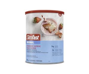 SlimFast Original Poudre de protéine, mélange de substitut de repas - 14 g de protéines + 23 vitamines/minéraux essentiels - Strawberry Supreme, 16 portions [530 g]