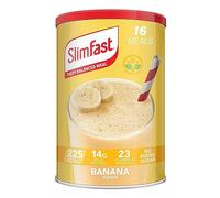 SlimFast Substitut de repas pour perte de poids et alimentation équilibrée, vitamines et minéraux, faible teneur en calories, riche en protéines, saveur banane, 16 portions, 584 g, l'emballage peut