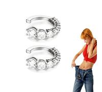 Slimio Auricular Rowline Ear Cuff, 2pcs EarShape Lymph & Boucles d'oreilles amincissantes, Boucles d'oreilles de Perte de Poids d'acupression (Argent,Une rangée)