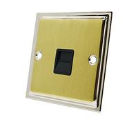 Slimline Duo Chrome poli laiton satiné Prise téléphonique Master Insert Noir - BT Téléphone Prise primaire