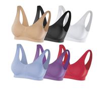 SLIMmaxx Lot de 6 soutiens-gorge de sport pour femme | Couleurs : 1 x beige, cayenne, bleu glacier, lavande, noir, blanc | Sans loquets, pinces ou crochets gênants, lavable à 30 °C, multicolore, 38-40
