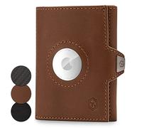 Slimpuro Tryo Airtag Portefeuille en Cuir Premium | Case de Carte de crédit Homme | Wallet RFID Blocker & Slim Wallet I Card Card, Air Day Portefeuille Homme - Marron