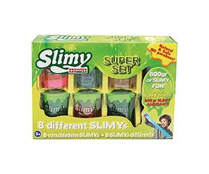 SLIMY Super Set 8 x 100g - Original Slimy Slime Set avec 8 Masses de Jeu différentes, Un Maximum de Plaisir de Jeu avec 800g de Slime dans Un Coffret Cadeau, Masse de Jeu Flexible (de 3 Ans)