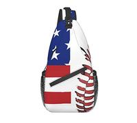 Sling Backpack USA Flag Baseball Lace Travel Randonnée Daypack Pattern Rope Crossbody Shoulder Bag