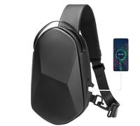 Sling Bag, Avec port de Charge USB Laptop 10" Sac à main Commuter Voyage Sac à bandoulière Imperméable Polyester,pour Voyage, Randonnée, Cyclisme, Travail, Sport (Noir)