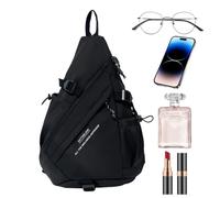Sling Bag - Sac de transport quotidien pour étudiants, sac de voyage compact, sac à bandoulière de sport, feuilles de grande capacité, sac à dos, sac à dos de style sportif, noir, Consulte la