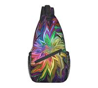 Sling Chest Crossbody Bag Anti-Theft Waterproof Shoulder Backpack Casual Rucksack for Sports Gym Yoga, for Psychedelic Floral Surreal Abstract Astral Art