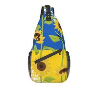 Sling Chest Crossbody Bag Anti-Theft Waterproof Shoulder Backpack Casual Rucksack for Sports Gym Yoga, for Ukraine Flag Sunflower