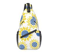 Sling Chest Crossbody Bag Anti-Theft Waterproof Shoulder Backpack Casual Rucksack for Sports Gym Yoga, for Ukraine Flag Sunflower