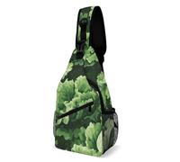 Sling Sac À Bandoulière Camouflage De Légumes Verts Antivol Sacoche Porté Épaule Durable Pour Femme Voyage 19X39Cm