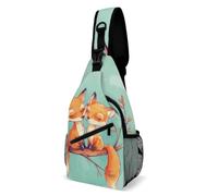 Sling Sac À Bandoulière Renard Assis Sur Une Branche Durable Sacoche Porté Épaule Multifonction Pour Cyclisme École 19X39Cm