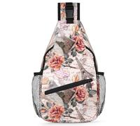 Sling Sac À Dos Fleurs De La Tour Eiffel De Paris Vintage, Polyester Sac À Poitrine Réglable Sac De Poitrine Homme pour Homme Femme Camping
