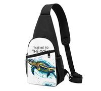 Sling Sac De Poitrine Emmène-Moi À La Tortue De L'Océan Sac À Bandouliere Casual Crossbody Bag Polyester Sac À Bandoulière Pour La Randonnée, Sport, Randonnée