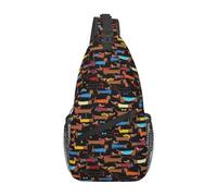 Sling Sac Poitrine J'Aime Mon Chien Teckels Imprimer Polyvalent Sac À Dos Classique Sac Poitrine Bandoulière Femme Sacoche Porte Epaule, Pour Sport, Business, Camping