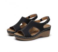 Slingback Sandales compensées élégantes et plates pour femme - Sandales d'été modernes - Sandales compensées orthopédiques - Sandales à plateforme avec bride arrière - Sandales de plage, Noir , 41 EU