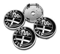 SLINGDA 4 pièces pour Alfa Alpha Romeo 159 147 156 Giulietta 147 159 Mito 60 mm Capuchon Central de Roue de Voiture avec Logo Capuchon de moyeu Remplacement poussière Jantes Couverture Auto Style